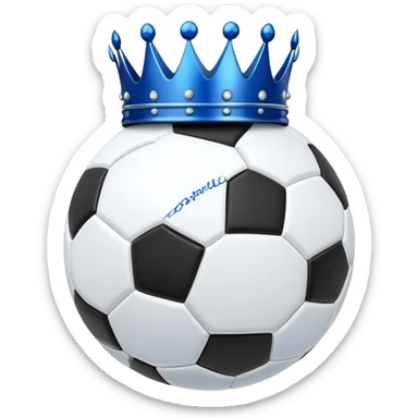 Blue crown on regular soccer ball sticker