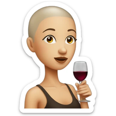 girl with shaved head drinking from a wineglass sticker