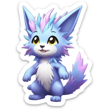 Anthro Scalie Spiky Cool Edgy Magical Shiny Colorful Pastel Sparkle Kemono-style Chibi Fantasy-Animal-Fakémon-Pokémon-Hybrid Fur Sona Aesthetic Full Body sticker