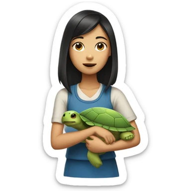 an asian girl but instead of a human body she has the body of a turtle sticker
