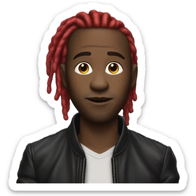 Black man with red dreads long hair in black leather jacket sticker