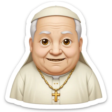 bent-over fat old priest, temple attire, creepy grin, troublemaker vibe sticker
