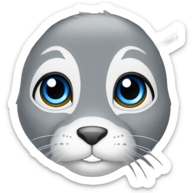 A rabbit gray and white with blue eyes  sticker