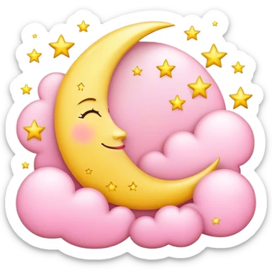 Moon and stars light pink and yellow sticker