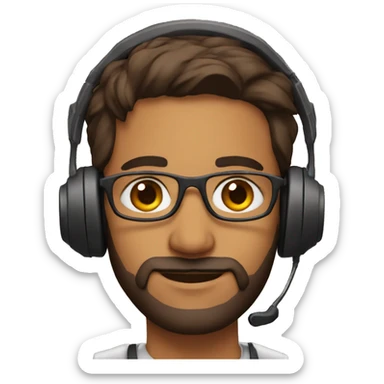 indian man in his 20s with a beard and headset sticker