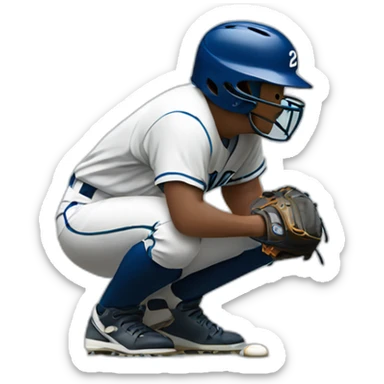 Man kneeling with baseball helmet on sticker