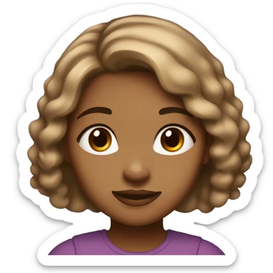 Light brown skin girl with medium hair that’s kind of thick and has black eyes sticker