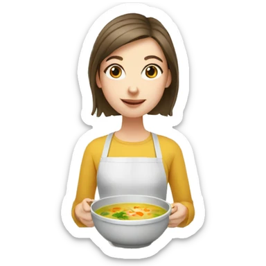 white girl making small bowl of soup sticker