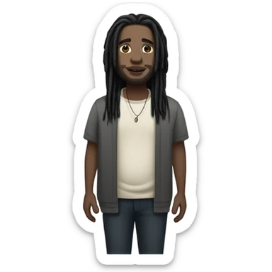 plus size pale skin man with black locs full body sticker