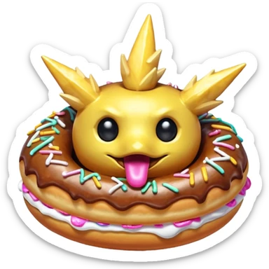Necrozma Dusk Mane eating a sugary donut sticker