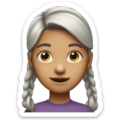 Girl with triangular ponytail and big nose and big spot on side of face sticker