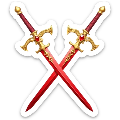 Two Golden royal swords with red gems sticker
