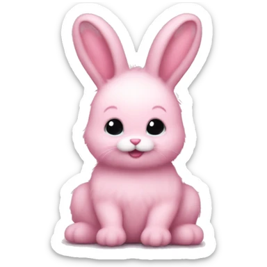 baby pink fuzzy bunny  sticker