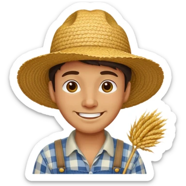 farmer animal with straw hat sticker