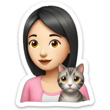 chinese girl with a cat heat sticker