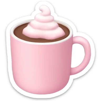 Aesthetic hot chocolate in light pink cup marshmallow  sticker