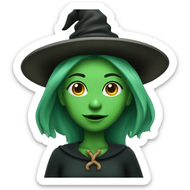 Witch with green skin sticker