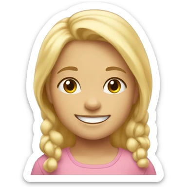 a little girl with blonde hair is smiling sticker