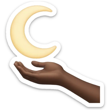 Hand while holding a moon sticker