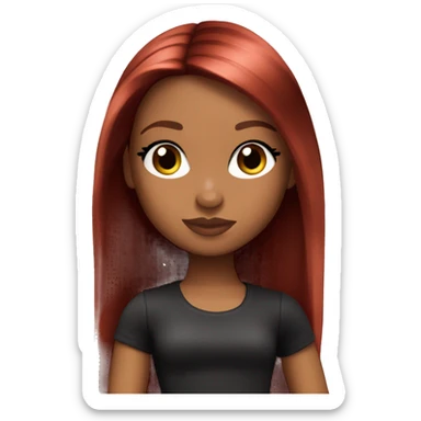 Tan Bratz doll with super long lashes dark straight red hair sticker