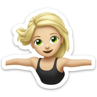 Girl kid doing gimnastics with blonde hair and green eyes sticker