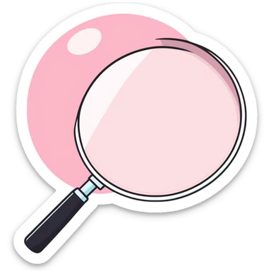 Pink Web browser on a computer with a magnifying glass
 sticker