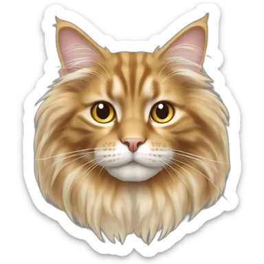 golden maine coon cat with golden nose and white front paws sticker