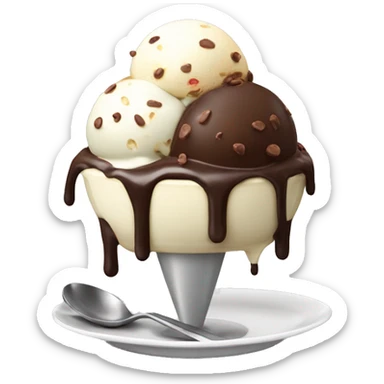 ice cream sundae with chocolate on plate sticker