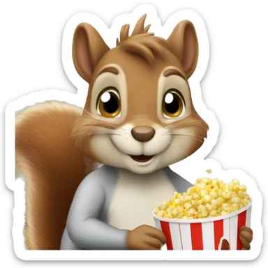 I want a picture of a squirrel squirrel eating popcorn Mr squirrel sticker