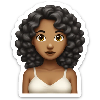 tan angel girl with black curls, pretty, wings sticker
