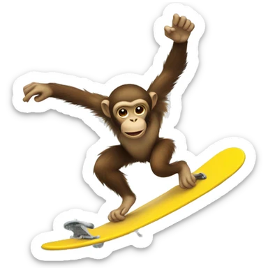 Monkey surf boarding  sticker