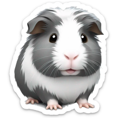 Fuzzy Grey Guinea pig with white patches  sticker