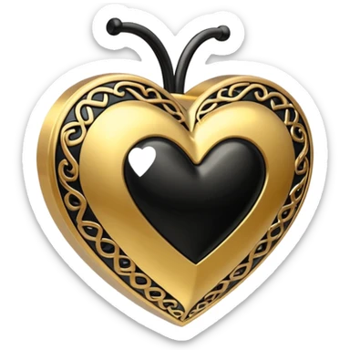 Gold heart with black details  sticker