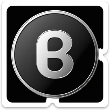 Emoji icon of a metal coin with engraved letter 8, minimalist style, isolated, only black color sticker