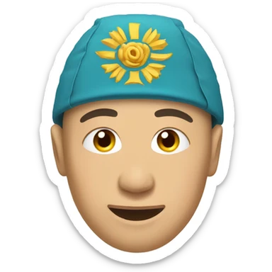 smiling mongol in a headgear kazakhstan sticker