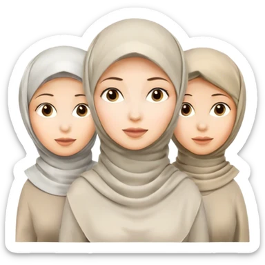 3 women collaboration. In the middle women are white hijab women. Left and right women are professional non hijab women sticker