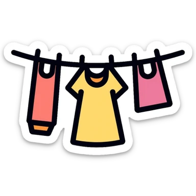 clothes hanging on laundry line sticker
