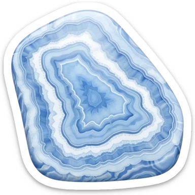 Polished blue lace agate gemstone with soft blue and white delicate patterns in layers sticker