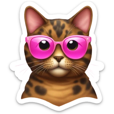 Fat tortishell cat wearing pink heart shaped sunglasses sticker