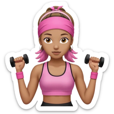 gym girl with pink headband sticker