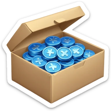 blue coins credit in a package sticker
