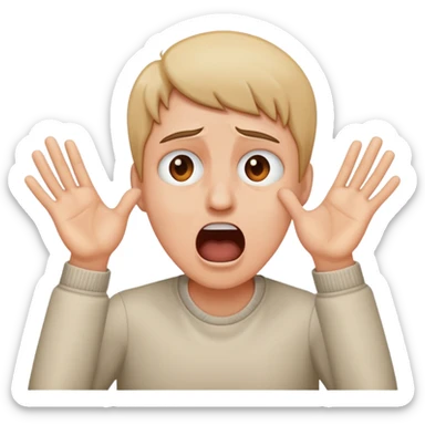 Sad screaming face with hands reaching out sticker