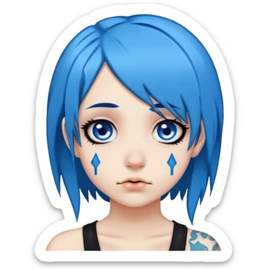 emo girl with blue hair and piercings sticker