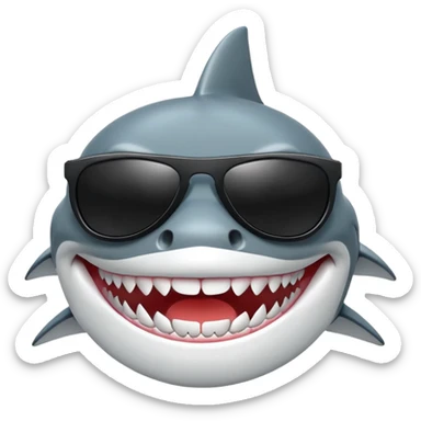 cool shark with white teeth and black sunglasses sticker