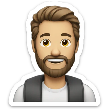 A bold bearded man waving hand sticker