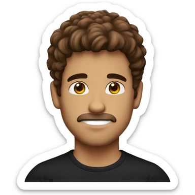 Guy fluffy brown hair with black t shirt sticker