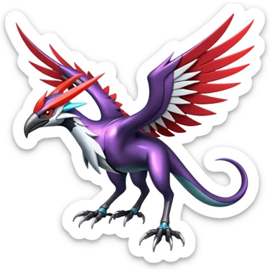 Futuristic Modern Shiny Metallic Alloy Cyber-Nargacuga-Noivern-Skarmory-fusion (full body) sticker