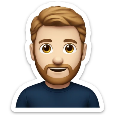 irish man blue eyes, brown short hair and short beard, wearing a smart navy blue jumper. torso sticker