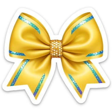 yellow flower bow with glitter sticker