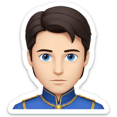 Prince Fiyero from Wicked with blue eyes, dark brown hair, blue outfit sticker
